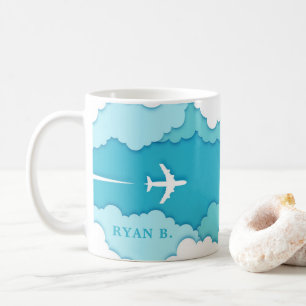 Friendly Skies   Aviation Themed Name or Initials Coffee Mug