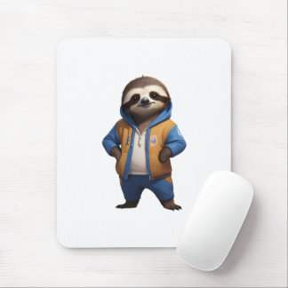 Friendly Sloth Illustration Mouse Pad