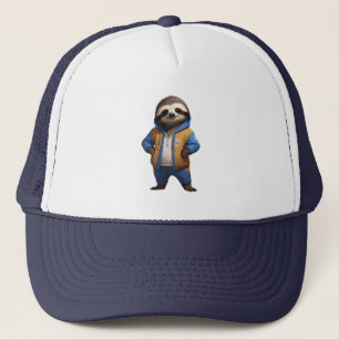 Friendly Sloth Illustration Trucker Hat