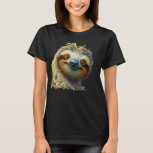 Friendly Sloth T-Shirt Oil Painting Style
