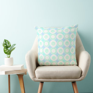 Friendly Smiles Aquamarine Blue White Cushion