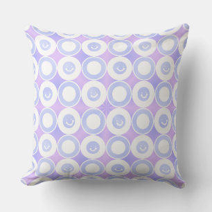 Friendly Smiles Aquamarine Purple Blueberry White Cushion