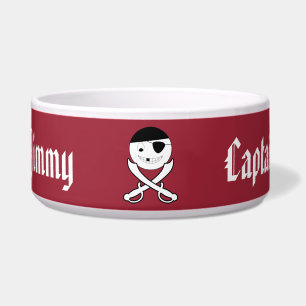 Friendly Smiling Pirate with Crossed Swords on Red