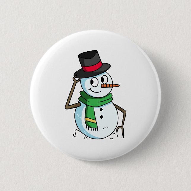 Friendly Snowman 6 Cm Round Badge (Front)