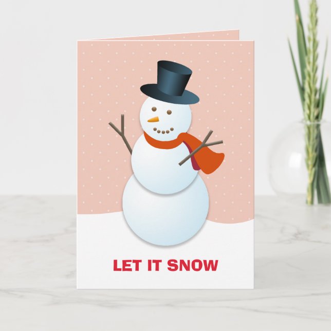 Friendly snowman north pole pink non photo holiday card (Front)