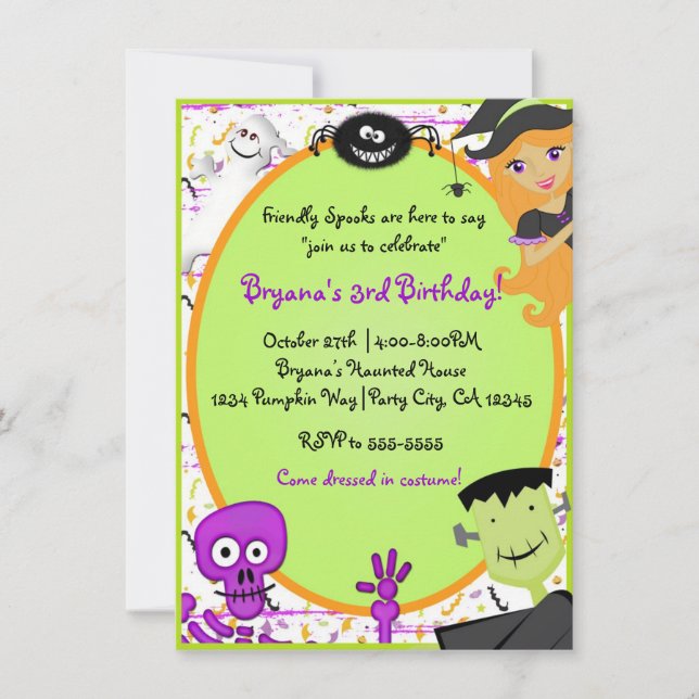 Friendly Spooks Kids Halloween Party Invitation (Front)