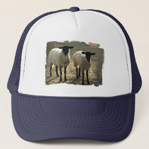 Friendly Suffolk Sheep Barnyard Pasture Trucker Hat