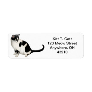 Friendly Tuxedo Cat Customisable Return Address Label