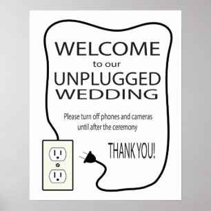 Friendly Unplugged Wedding Welcome Sign