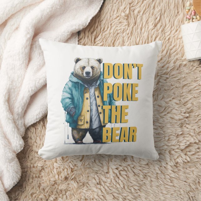 Friendly Warning: 'Don't Poke the Bear Funny Joke Cushion (Blanket)