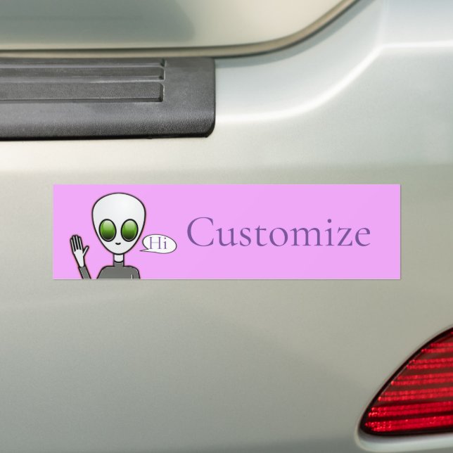 Friendly Waving Alien Thunder_Cove Bumper Sticker (On Car)