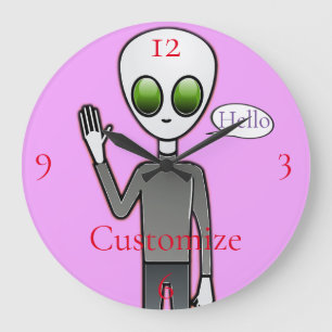 Friendly Waving Alien Thunder_Cove Large Clock
