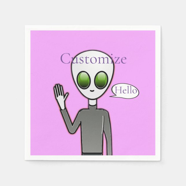 Friendly Waving Alien Thunder_Cove Napkin (Front)