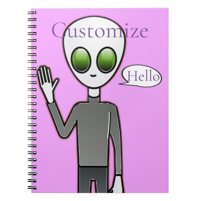 Friendly Waving Alien Thunder_Cove Notebook (Front)