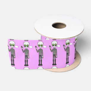 Friendly Waving Alien Thunder_Cove Satin Ribbon