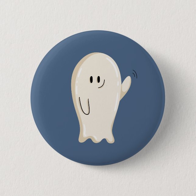 Friendly Waving Ghost 6 Cm Round Badge (Front)