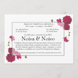 Friendly wedding invitation with flowers.