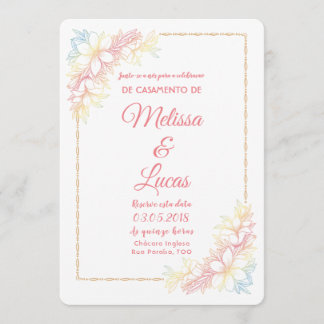 Friendly wedding invitation with flowers.