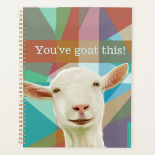 Friendly White Goat Colorful Geometric Background Planner