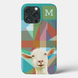 Friendly White Goat Colourful Geometric Background iPhone 13 Pro Case