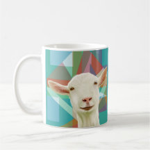 Friendly White Goat Colourful Geometric Background