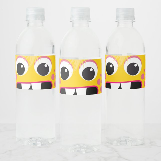 Friendly Yellow Monster Water Bottle Labels (Bottles)