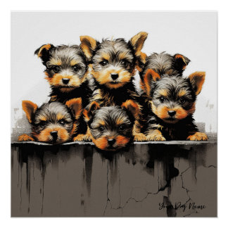 Friendly Yorkshire Terrier Puppy Dogs  001 - Raimo Poster