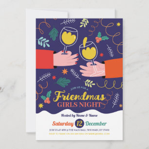Friendmas Girls Night Drink Christmas Friends Invitation