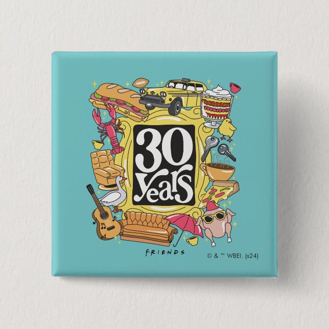 FRIENDS™ | 30 Years Graphic 15 Cm Square Badge (Front)