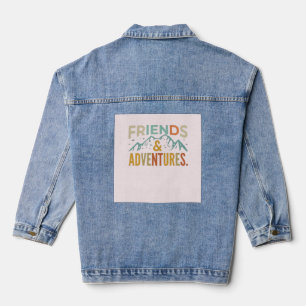 "Friends & Adventures" Multicolor  Denim Jacket