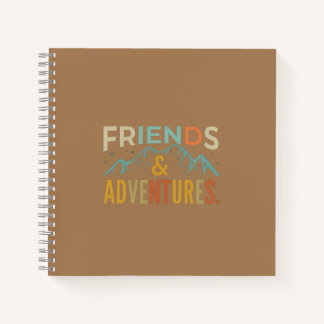 "Friends & Adventures" Multicolor Text Notebook