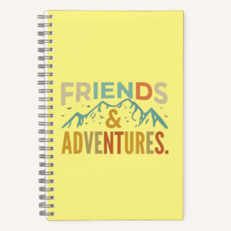 "Friends & Adventures" Multicolor  Text Notebook