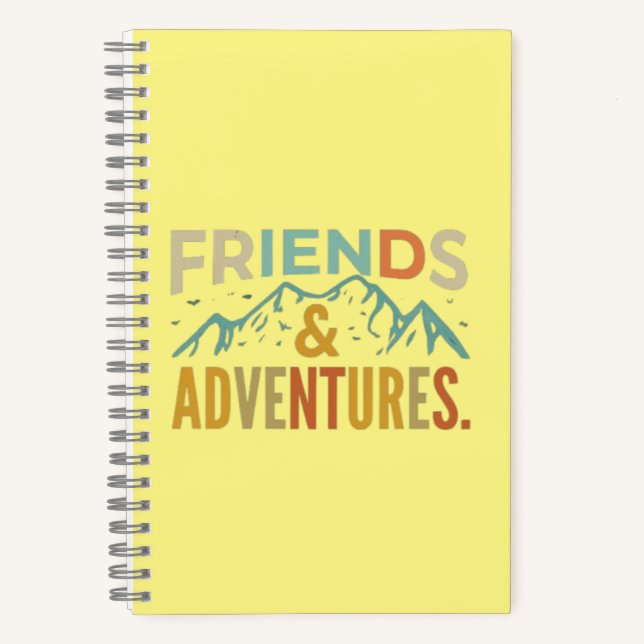 "Friends & Adventures" Multicolor  Text Notebook (Front)