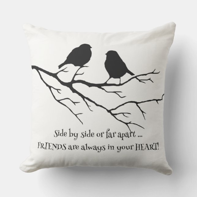 Friends Always in Your Heart Friendship Bird Quote Cushion (Front)