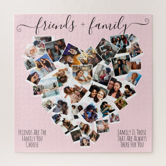 Friends and Family Quotes Photo Heart Collage Post Jigsaw Puzzle (Vertical)