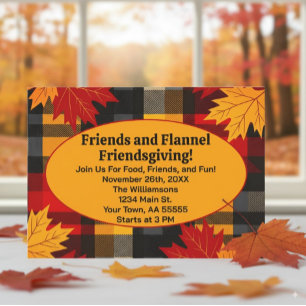 Friends and Flannel Friendsgiving Plaid Invitation