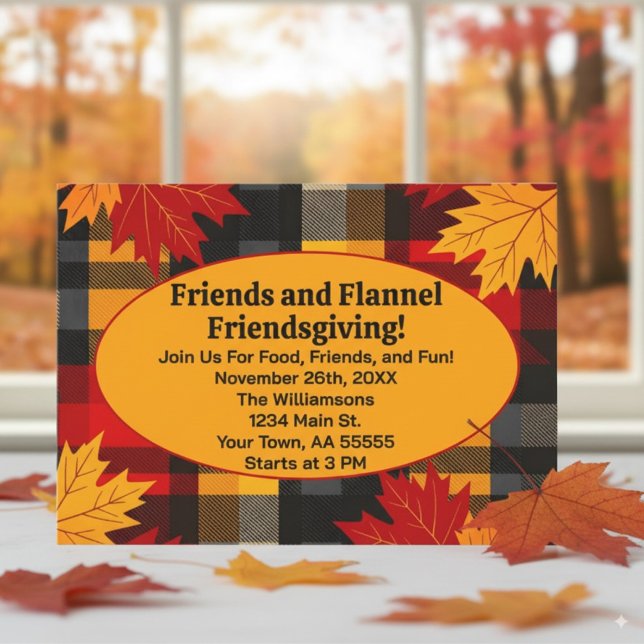 Friends and Flannel Friendsgiving Plaid Invitation (Creator Uploaded)