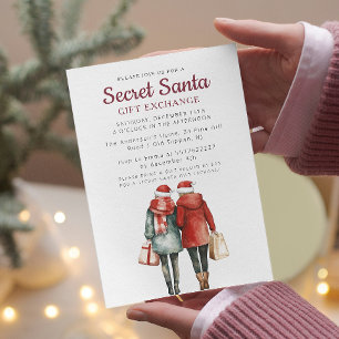 Friends and Gift Bags Secret Santa Christmas Party Invitation