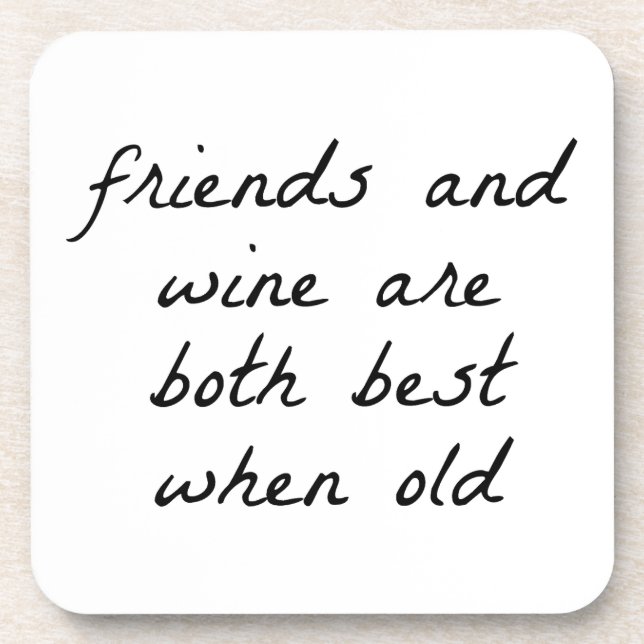 Friends And Wine Hard Plastic Coaster (Front)