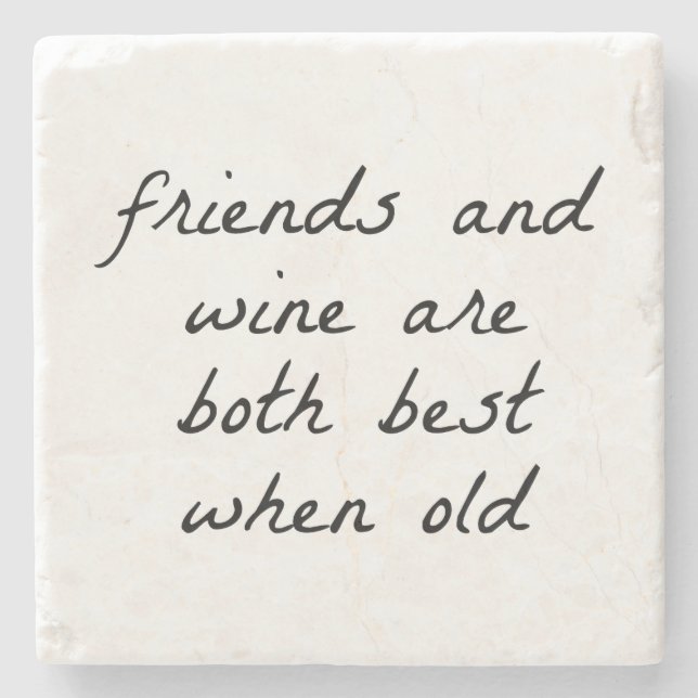 Friends And Wine Marble Stone Coaster (Front)