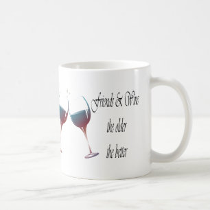 Friends and Wine the older the better, art gifts Coffee Mug