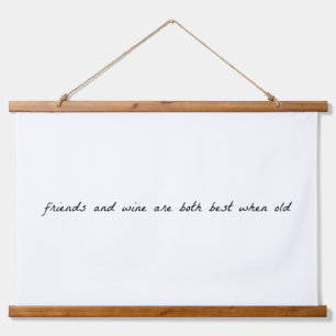 Friends And Wine Wood Topped Wall Tapestry