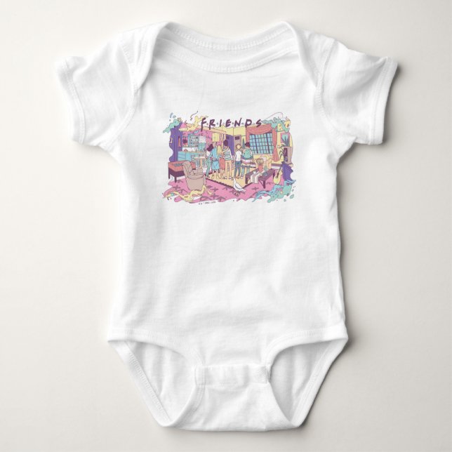 FRIENDS™ | Apartment Cartoon Baby Bodysuit (Front)
