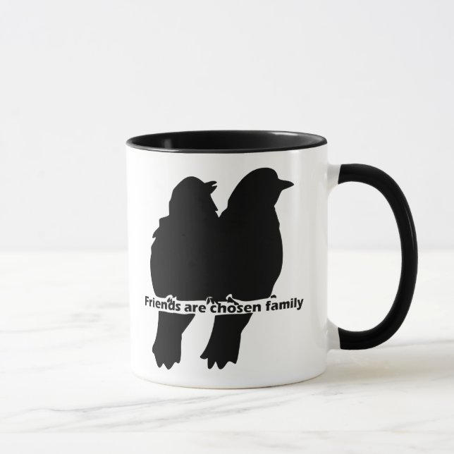 Friends are chosen Family Bird Silhouette Quote Mug (Right)