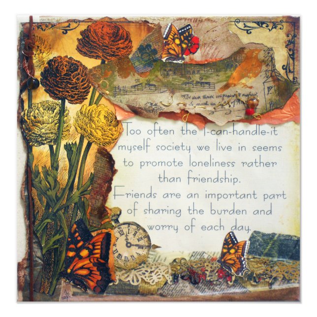 Friends Are Important Mixed Media Collage Photo Print (Front)