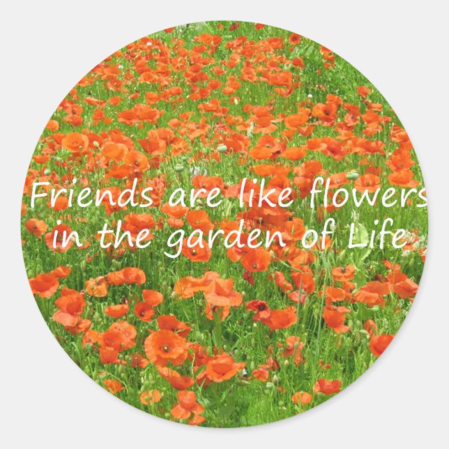 Friends Are Like Flowers Classic Round Sticker (Front)