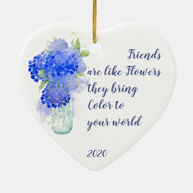 Friends are like Flowers they bring Colour Quote Ceramic Ornament (Back)