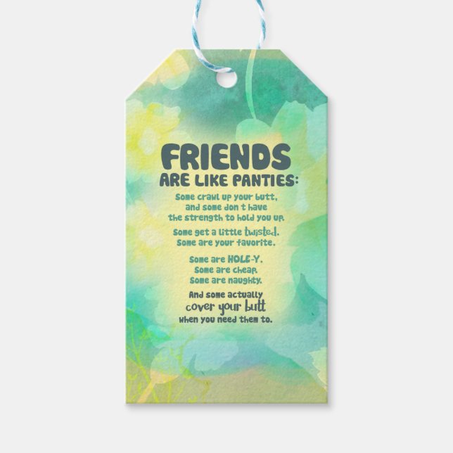 Friends are like Panties Gift Tags (Front)