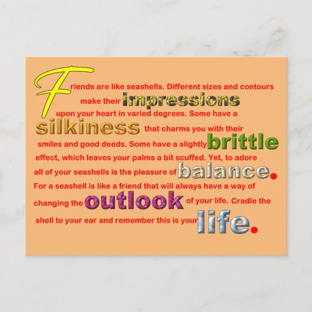 Friends Are Like Seashells Postcard (Front)