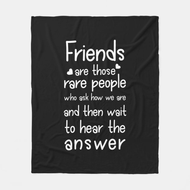 Friends are rare people Friendship Quote Black Fleece Blanket (Front)